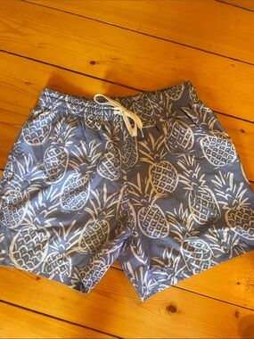 Men's Blue Pineapple Print Swim Shorts